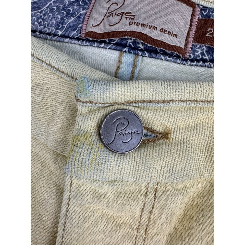 Paige Canyon Yellow Denim Womens Shorts Size 25 Premium Cotton/Polyester Blend - Picture 7 of 15